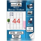 Artlantis A4 Hazır Etiket 48.5X25.4 mm 20 Sayfa 1 Paket 44 Lü Kendinden Yapışkanlı Fotokopi Lazer Inkjet Kağıdı Yazıcılar Için Uyumlu - Standart