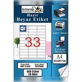 Artlantis A4 Hazır Etiket 70x25 Mm 20 Sayfa 1 Paket 33 Lü Kendinden Yapışkanlı Fotokopi Lazer İnkjet Kağıdı Yazıcılar İçin Uyumlu