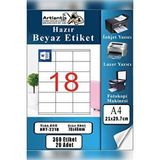 Artlantis A4 Hazır Etiket 70x46 Mm 20 Sayfa 1 Paket 18 Li Kendinden Yapışkanlı Fotokopi Lazer İnkjet Kağıdı Yazıcılar İçin Uyumlu