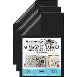 Artlantis A4 Magnet Tabaka 3 Adet Manyetik Mıknatıs Levha 20X30 cm Esnek Kaliteli Foto Magnet Fotoğraf Resim Metal Yüzeye Yapışma - Siyah - 20x30cm