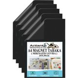 Artlantis A4 Magnet Tabaka 5 Adet Manyetik Mıknatıs Levha 20X30 cm Esnek Kaliteli Foto Magnet Fotoğraf Resim Metal Yüzeye Yapışma - Siyah - 20x30cm