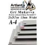 Artlantis A4 Mukavva Gri 1.5 mm 50 Adet 1 Paket 21X29,7 cm A-4 Mukavva 1,5 mm Kalınlığında A-4 Mukavva - Standart