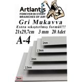 Artlantis A4 Mukavva Gri 3 mm 20 Adet 1 Paket 21 x 29.7 cm A - 4 Mukavva 3 mm Kalınlığında A - 4 Mukavva - Standart - 21x29,7 cm