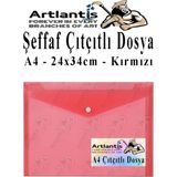 Artlantis A4 Şeffaf Çıtçıtlı Dosya 1 Adet Kırmızı 24x34 cm Su Geçirmez 100 Yaprak Kapasite