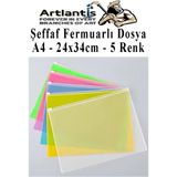 Artlantis A4 Şeffaf Fermuarlı Dosya 5 Renk 1 Paket Pvc Fermuarlı Evrak Dosyası 24X34CM Çıtçıtlı Belge Evrak Dosyası Ofis Büro Okul - Çok Renkli - Standart - A-4