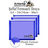Artlantis A4 Şeffaf Fermuarlı Dosya Mavi 3 Adet Pvc Fermuarlı Evrak Dosyası 24x34cm Çıtçıtlı Belge Evrak Dosyası Ofis Büro Okul