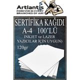 Artlantis A4 Sertifika Kağıdı Kalın 100 Adet Gramajlı Fotokopi Kağıdı 120 gr Tüm Yazıcılara Uyumlu 21x29.7 cm Kalın Baskı Kağıdı