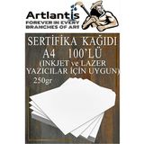 Artlantis A4 Sertifika Kağıdı Kalın 100 Adet Gramajlı Fotokopi Kağıdı 250 gr Tüm Yazıcılara Uyumlu 21x29.7 cm Kalın Baskı Kağıdı