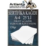 Artlantis A4 Sertifika Kağıdı Kalın 25 Adet Gramajlı Fotokopi Kağıdı 120 gr Tüm Yazıcılara Uyumlu 21x29.7 cm Kalın Baskı Kağıdı