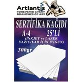 Artlantis A4 Sertifika Kağıdı Kalın 25 Adet Gramajlı Fotokopi Kağıdı 300 gr Tüm Yazıcılara Uyumlu 21x29.7 cm Kalın Baskı Kağıdı