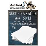 Artlantis A4 Sertifika Kağıdı Kalın 50 Adet Gramajlı Fotokopi Kağıdı 120 gr Tüm Yazıcılara Uyumlu 21x29.7 cm Kalın Baskı Kağıdı