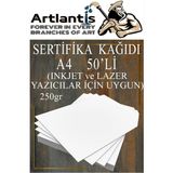 Artlantis A4 Sertifika Kağıdı Kalın 50 Adet Gramajlı Fotokopi Kağıdı 250 gr Tüm Yazıcılara Uyumlu 21x29.7 cm Kalın Baskı Kağıdı