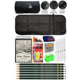 Artlantis A4 Telli Eskiz Defteri Spiralli Rulo Kalemlik Siyah 24 Bölmeli 12 Renk Kuruboya Dereceli Kalem Hamur Silgi Resim Sanat