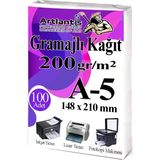 Artlantis A5 Gramajlı Fotokopi Kağıdı 100 Adet 200 gr Sertifika Kağıdı Kalın Kağıt Baskı Tüm Yazıcılara Uyumlu 14.8X21CM Ofis Büro