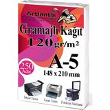 Artlantis A5 Gramajlı Fotokopi Kağıdı 250 Adet 120 gr Sertifika Kağıdı Kalın Kağıt Baskı Tüm Yazıcılara Uyumlu 14.8X21CM Ofis Büro