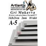 Artlantis A5 Mukavva Gri 2 mm 10 Adet 1 Paket 14,8X21 cm A-5 Mukavva 2,0 mm Kalınlığında A-4 Mukavva - Standart