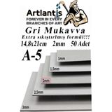 Artlantis A5 Mukavva Gri 2 mm 50 Adet 1 Paket 14,8X21 cm A-5 Mukavva 2,0 mm Kalınlığında A-4 Mukavva - Standart