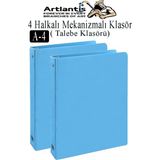 Artlantis Açık Mavi 4 Halkalı Klasör 2 Adet A4 Pvc Öğrenci ve Ofis Tipi Evrak Sunum Klasörü Iç Cepli Otomatik Mekanizmalı Büro