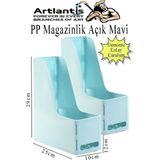 Artlantis Açık Mavi Magazinlik Demonte Plastik 2 Adet Plastik Kutu Klasörü Magazinlik A4 Dosya ve Masa Düzenleyici Sınıf Ev Ofis - Standart