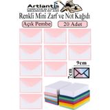Artlantis Açık Pembe Mini Zarf 7x9 cm Not Kağıtlı 20 Adet Küçük Açık Pembe Zarf Mektup Oyun Zarfı Doğum Günü Dilekleri Zarfı Canlı