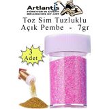 Artlantis Açık Pembe Toz Sim Tuzluklu 7 gr 3 Adet Renkli Toz Sim Epoksi Reçine Okul Etkinlik Dekarasyon Slime - Standart