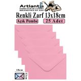 Artlantis Açık Pembe Zarf 13x18 cm 25 Adet Açık Pembe Mektup Zarfı Davetiye Zarfı Kartpostal Çekiliş Hediye Zarfı