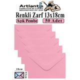 Artlantis Açık Pembe Zarf 13x18 cm 50 Adet Açık Pembe Mektup Zarfı Davetiye Zarfı Kartpostal Çekiliş Hediye Zarfı
