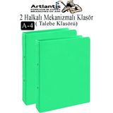 Artlantis Açık Yeşil 2 Halkalı Klasör 2 Adet A4 Pvc Öğrenci ve Ofis Tipi Evrak Sunum Talebe Büro Klasörü Iç Cepli Otomatik Mekaniz