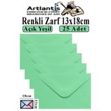 Artlantis Açık Yeşil Zarf 13x18 cm 25 Adet Açık Yeşil Mektup Zarfı Davetiye Zarfı Kartpostal Çekiliş Hediye Zarfı