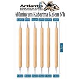 Artlantis Ahşap Alüminyum Kabartma Kalemi 6 lı 1 Paket Aliminyum Folyo Kabartma Çift Uçlu İzleme Noktalama Kal