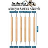 Artlantis Ahşap Alüminyum Kabartma Kalemi 6 Lı 1 Paket Aliminyum Folyo Kabartma Çift Uçlu Izleme Noktalama Kalemi Gravür - Standart - Naturel