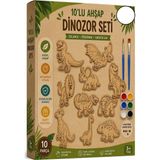 Artlantis Ahşap Boyama 10 Lu 1 Paket 10X15CM Ahşap Boyama Figürü 6 Renk Boya ve Resim Fırçası Etkinlik Çocuk Gelişim Motor Beceri - Beyaz