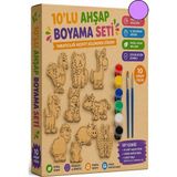Artlantis Ahşap Boyama 10 Lu 1 Paket 10X15CM Ahşap Boyama Figürü 6 Renk Boya ve Resim Fırçası Etkinlik Çocuk Gelişim Motor Beceri - Lila