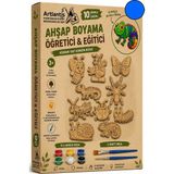Artlantis Ahşap Boyama 10 Lu 1 Paket 10X15CM Ahşap Boyama Figürü 6 Renk Boya ve Resim Fırçası Etkinlik Çocuk Gelişim Motor Beceri - Mavi