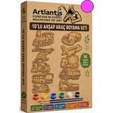 Artlantis Ahşap Boyama 10 Lu 1 Paket 10X15CM Ahşap Boyama Figürü 6 Renk Boya ve Resim Fırçası Etkinlik Çocuk Gelişim Motor Beceri - Pembe