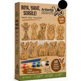 Artlantis Ahşap Boyama 10 Lu 1 Paket 10X15CM Ahşap Boyama Figürü 6 Renk Boya ve Resim Fırçası Etkinlik Çocuk Gelişim Motor Beceri - Siyah