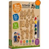Artlantis Ahşap Boyama 10 Lu 1 Paket 10X15CM Ahşap Boyama Figürü 6 Renk Boya ve Resim Fırçası Etkinlik Çocuk Gelişim Motor Beceri - Turuncu