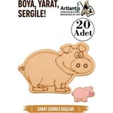 Artlantis Ahşap Boyama Hayvanlar 20 Adet 10X15 Set3 Hayvan Boyama Figürü Etkinlik Çocuk Gelişim Motor Beceri Anasınıfı Kreş - Beyaz