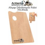 Artlantis Ahşap Dikdörtgen Palet Naturel 30x40 cm 1 Adet Büyük Boy Ahşap Boya Paleti Resim Boyama Tepsisi Akrilik Guaj Karıştırıcı
