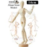 Artlantis Ahşap Insan Modeli 14 cm 1 Paket Insan Figürlü Ahşap Model Manken Resim Ressam Eğitimi Tahta Adam Kukla Stilist - Standart - Krem