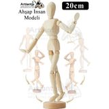 Artlantis Ahşap Insan Modeli 20 cm 1 Paket Insan Figürlü Ahşap Model Manken Resim Ressam Eğitimi Tahta Adam Kukla Stilist - Standart - Krem