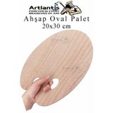 Artlantis Ahşap Oval Palet Naturel 20x30 cm 1 Adet Orta Boy Ahşap Boya Paleti Resim Boyama Tepsisi Akrilik Guaj Karıştırıcı