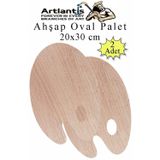 Artlantis Ahşap Oval Palet Naturel 20x30 cm 2 Adet Orta Boy Ahşap Boya Paleti Resim Boyama Tepsisi Akrilik Guaj Karıştırıcı 20x30