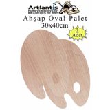 Artlantis Ahşap Oval Palet Naturel 30x40 cm 2 Adet Büyük Boy Ahşap Boya Paleti Resim Boyama Tepsisi Akrilik Guaj Karıştırıcı 30x40