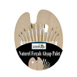Artlantis Ahşap Palet Oval Naturel 12 li Resim Fırçası Seti 1 Paket Yuvarlak ve Kesik Uçlu Boyama Fırçası Akri