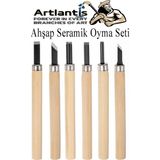 Artlantis Ahşap Seramik Oyma Seti 6 Lı 1 Paket Iskarpela Seti Paslanmaz Çelik Bıçaklı Ağaç Oyma Heykel Hobi Kretuar Gravür - Standart - Naturel