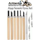 Artlantis Ahşap Seramik Oyma Seti 6 Lı Kretuar 1 Paket Iskarpela Seti Paslanmaz Çelik Bıçaklı Ağaç Oyma Heykel Hobi Kretuar Gravür - Standart - Naturel