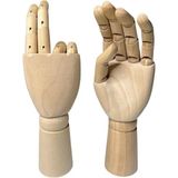 Artlantis Ahşap Sol El Modeli 25 cm 1 Adet Sol El Maketi Bayan Ahşap Manken Sol El Parmak Model Hareketli Esnek Eskiz Çizim Boyama - Naturel - Standart
