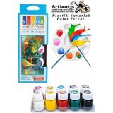 Artlantis Akrilik Boya 10 Renk 20 ml Şişe 1 Paket 10 Adet Akrilik Boya Seti ve Yuvarlak Resim Paleti