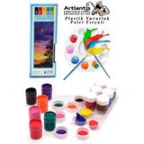Artlantis Akrilik Boya 12 Renk 20 ml Şişe 1 Paket 12'li Akrilik Boya Seti ve Yuvarlak Resim Paleti Fırçalı